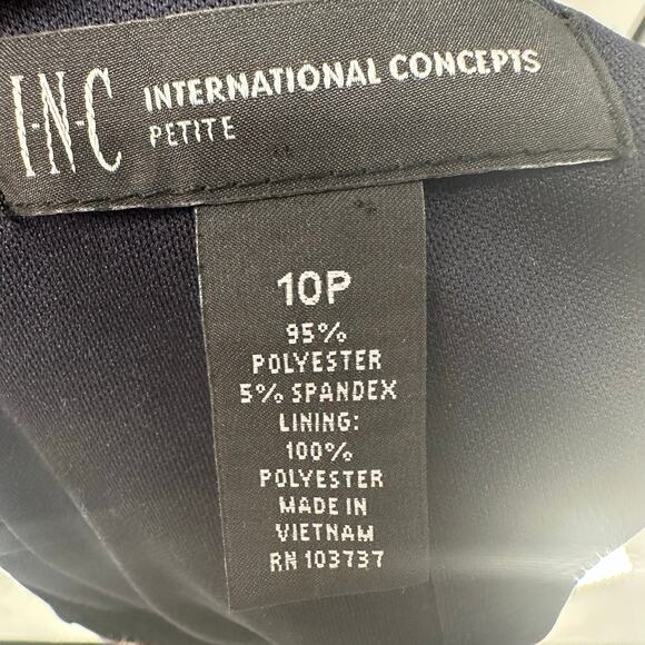 INC Int'l Concepts Navy Brown Lotus Knee-Length Shift Dress 10P - Picture 6 of 7